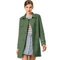 Allegra K Women's Notched Lapel Double Breasted Faux Suede Trench Coat Jacket with Belt Green 8