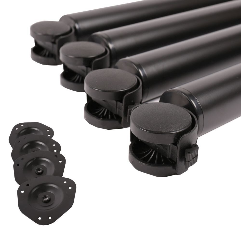 MS Beschläge 4er Set Tischbeine auf Rollen Tischfuss rollbar 710mm mit Feststellbremse Schwarz Image