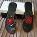 Anthropologie Shoes | Anthropologie Blk Red Flip Flop Sandals Size 8 | Color: Black/Red | Size: 8