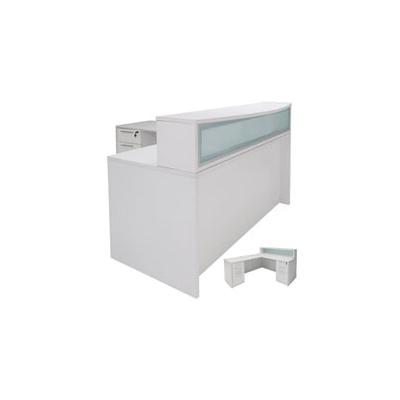 66"W White L-Shaped Salon Reception Desk w/Drawers