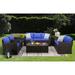 Wade Logan® Barrada Rattan 7 - Person Seating Group w/ Cushions Synthetic Wicker/All - Weather Wicker/Wicker/Rattan in Blue | Outdoor Furniture | Wayfair