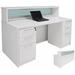 66"W White Salon Reception Desk w/drawers