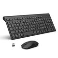 J JOYACCESS Wireless Keyboard and Mouse Set, Ergonomic Keyboard, 2.4G Rechargeable Slim Keyboard and Mouse with Number Pad, for Windows PC/ Smart TV/ Laptop/ Apple Mac (QWERTY UK Layout) - Black