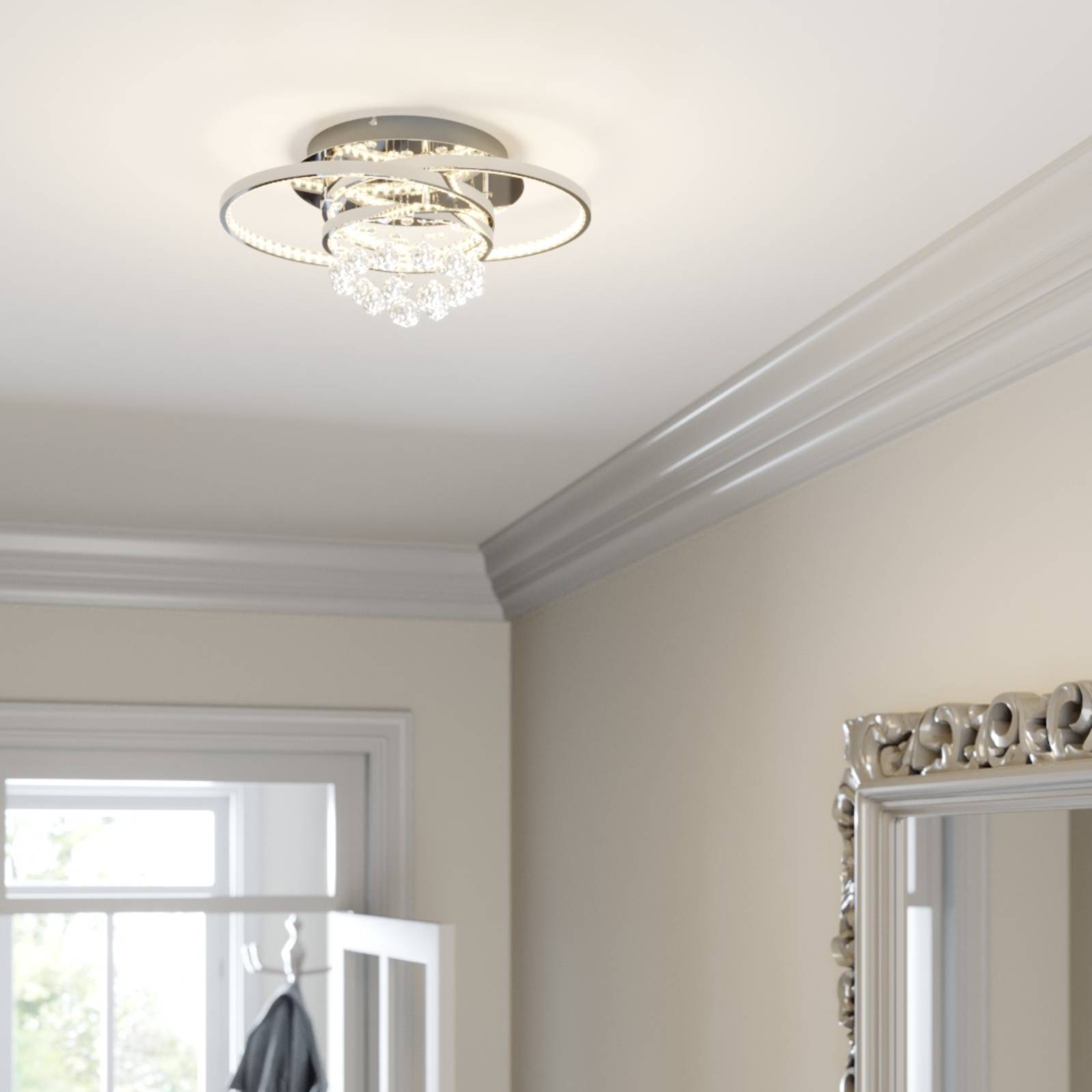 LED Deckenlampe Keely Lucande, dimmbar, chrom / silber, für Wohn- / Esszimmer, Metall, Modern, LED Deckenleuchte