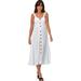 Plus Size Women's Button-Front A-Line Dress by ellos in White (Size 12)