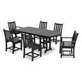 POLYWOOD® Traditional Garden 7-Piece Outdoor Dining Set Plastic in Black | Wayfair PWS133-1-BL