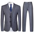 Mens 3 Piece Suit Slim Fit Pinstripe Formal Suits Notch Lapel Dress Blazer Waistcoat Trousers Grey