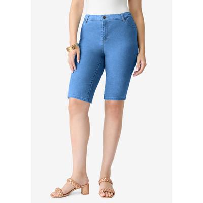 Plus Size Women's Plus Size Classic Stretch Bermuda Short by Denim 24/7 by Roamans in Light Stonewash (Size 12 W)