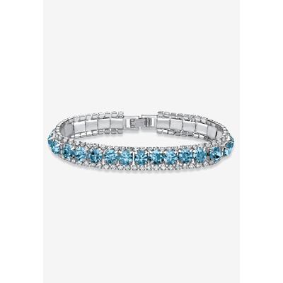 Women's Silver Tone Tennis Bracelet Simulated Birthstones and Crystal, 7" by PalmBeach Jewelry in March