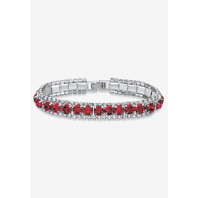 Women's Silver Tone Tennis Bracelet Simulated Birthstones and Crystal, 7" by PalmBeach Jewelry in July