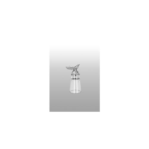Schnapsglas Eule, Edelstahl H 10,5cm, D-Glas 4,5cm D-Eule 6,0cm, 4cl
