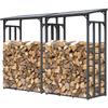 2 Stück Metall Kaminholzregal Anthrazit 130 x 70 x 185 cm Garten Kaminholzunterstand 3,2 m³ / 4-5