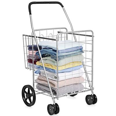 Costway Folding Shopping Cart for Laundry with Swi...