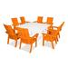 POLYWOOD® Modern Curveback Adirondack 9-Piece Farmhouse Trestle Outdoor Dining Set Plastic in Orange/White | Wayfair PWS378-1-10229