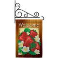 Breeze Decor Welcome Strawberries 2-Sided Polyester 19 x 13 in. Flag Set in Brown/Green/Red | 18.5 H x 13 W x 1 D in | Wayfair