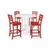 POLYWOOD® La Casa Café 5-Piece Side Chair Bar Outdoor Dining Set Plastic in Red/White | 47.13 H x 114 W x 114 D in | Wayfair PWS307-1-10135