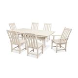 POLYWOOD® Vineyard 7-Piece Farmhouse Outdoor Dining Set w/ Trestle Legs Plastic in Brown | Wayfair PWS340-1-SA