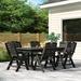 POLYWOOD® Nautical Folding Highback Chair 7-Piece Outdoor Dining Set w/ Trestle Legs Plastic in Black | Wayfair PWS296-1-BL