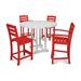 POLYWOOD® La Casa Café 5-Piece Round Farmhouse Counter Outdoor Dining Set Plastic in Red/White | Wayfair PWS254-1-10337