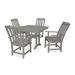 Trex Outdoor Yacht Club 5-Piece Farmhouse Trestle Arm Chair Dining Set Plastic in Gray | 37.5 W x 37.63 D in | Wayfair TXS461-1-SS