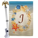 Breeze Decor Summer Initial 2-Sided Polyester 40" x 28" Flag Set in Brown | 40 H x 28 W x 4 D in | Wayfair BD-BN-HS-130166-IP-BO-02-D-US14-BD