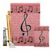 Breeze Decor Music Is Life - Impressions Decorative 2-Sided Polyester 40 x 28 in. Flag Set in Pink | 40 H x 28 W in | Wayfair