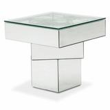 Michael Amini Montreal Glass Top End Table Glass in Gray | 23 H x 23.75 W x 23.75 D in | Wayfair FS-MNTRL-1696