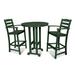 POLYWOOD® La Casa Café 3-Piece Round Farmhouse Bar Set Plastic in Green | Outdoor Furniture | Wayfair PWS219-GR