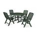 POLYWOOD® 5-Piece Nautical Highback Chair Round Outdoor Dining Set w/ Trestle Legs Plastic in Green | Wayfair PWS300-1-GR