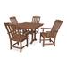 Trex Outdoor Yacht Club 5-Piece Farmhouse Trestle Arm Chair Dining Set Plastic in Brown | 37.5 W x 37.63 D in | Wayfair TXS461-1-TH