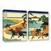 Vault W Artwork 'The Fields of Sekiya by the Sumida River' by Katsushika Hokusai 2 Piece Framed Painting Print Set Canvas in Green/Orange | Wayfair