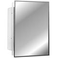 Ebern Designs Adakras Recessed Framed Single Door Medicine Cabinet w/ 2 Adjustable Shelves, Stainless Steel | 22 H x 16 W x 4.25 D in | Wayfair