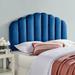 Mercer41 Veronique Performance Velvet Headboard Upholstered/Velvet in White/Blue | 58 H x 78.5 W x 3 D in | Wayfair