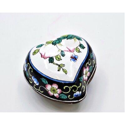 World Menagerie Shaundrelle Hand Made Enamel Box w/ Peaches Metal/Wire in Black/Blue | 1.5 H x 3 W x 3.25 D in | Wayfair