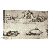 Vault W Artwork 'Military Inventions Sketches' by Leonardo Da Vinci Graphic Art on Wrapped Canvas Metal in Gray | 27.16 H x 40 W x 1.5 D in | Wayfair