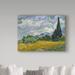 Vault W Artwork 'Wheat Field w/ Cypresses' by Vincent Van Gogh Oil Painting Print on Wrapped Canvas in Blue/Green | 14 H x 19 W x 2 D in | Wayfair