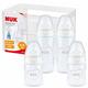 NUK First Choice+ Babyflaschen Starter Set | 0–6 Monate | 4 x Babyflasche mit Temperaturkontrolle & Flaschenbox | Anti-Colic-Ventil | BPA-frei | grau & weiß | 5-teilig