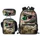 3 Pieces Set School Backpack Book Bag Lunch Box Pencil Holder for Boys Dinosaur Print