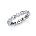 14ct White Gold Beaded Round CZ Cubic Zirconia Simulated Diamond Eternity Channel Set Band Ring Rs8 Size R 1/2 Jewelry Gifts for Women