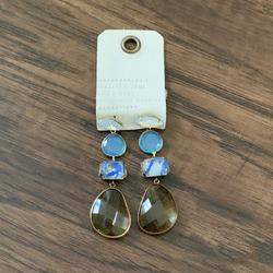 Anthropologie Jewelry | Anthropologie Mixed Stone Drop Earring | Color: Blue/Gold | Size: 6cm