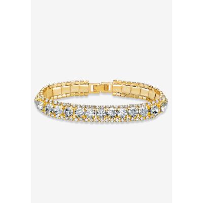 Women's Gold Tone Tennis Bracelet (10mm), Round Birthstones and Crystal, 7" by PalmBeach Jewelry in April