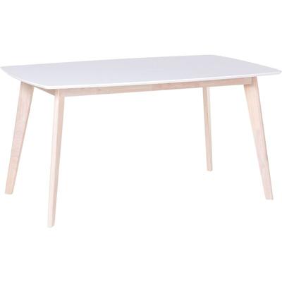 Esstisch Weiß mit Braun 90 x 150 cm mdf Tischplatte Matt Rechteckig Modern Landhausstil Image