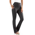 Plus Size Women's Straight-Leg Comfort Stretch Jean by Denim 24/7 in Black Denim (Size 44 W) Elastic Waist Denim