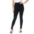 Plus Size Women's Rhinestone And Pearl Legging by Roaman's in Black Embellishment (Size 18/20) Embellished Sparkle Jewel Stretch Pants