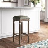 Kelly Clarkson Home Mia Bar & Counter Stool Wood/Upholstered/Leather in Brown/Gray | 30 H x 14 W x 14 D in | Wayfair