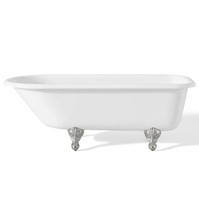 Cheviot Traditional 68 Inch Cast Iron Classic Clawfoot Tub - Continuous Rolled Rim - No Faucet Drillings 2106-WW-CH