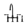 Randolph Morris Gooseneck Bridge Style Kitchen Faucet - Metal Lever Handles RMK738ML-MB