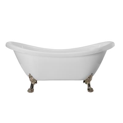 Randolph Morris Florence 70 Inch Acrylic Double Slipper Clawfoot Tub - No Faucet Drillings - Lion Paw Feet RMA70DS0WLPPN