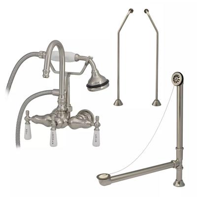 Randolph Morris Clawfoot Tub Wall Mount Gooseneck Faucet with Handshower - Tub Drain and Supply Lines Complete Set RM402TWCSBN
