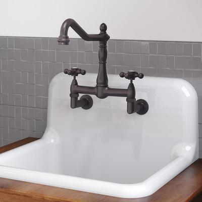 Randolph Morris Falco Wall Mounted Bridge Kitchen Faucet - Metal Cross Handles RMK90MC-ORB